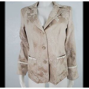 Vintage Susan Graver beige floral blazer womens size 10